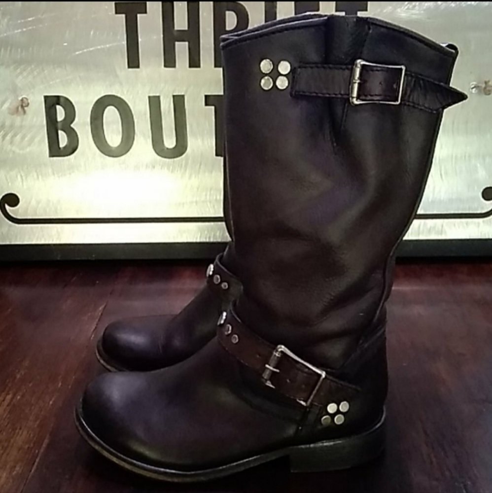 Steve Madden black leather boots, size 6 - Picture 2 of 6